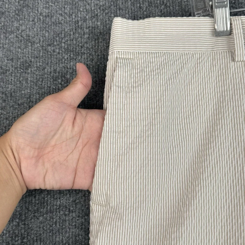 Peter Millar Shorts Mens 42 Beige White Seersucker Featherweight Golf Striped